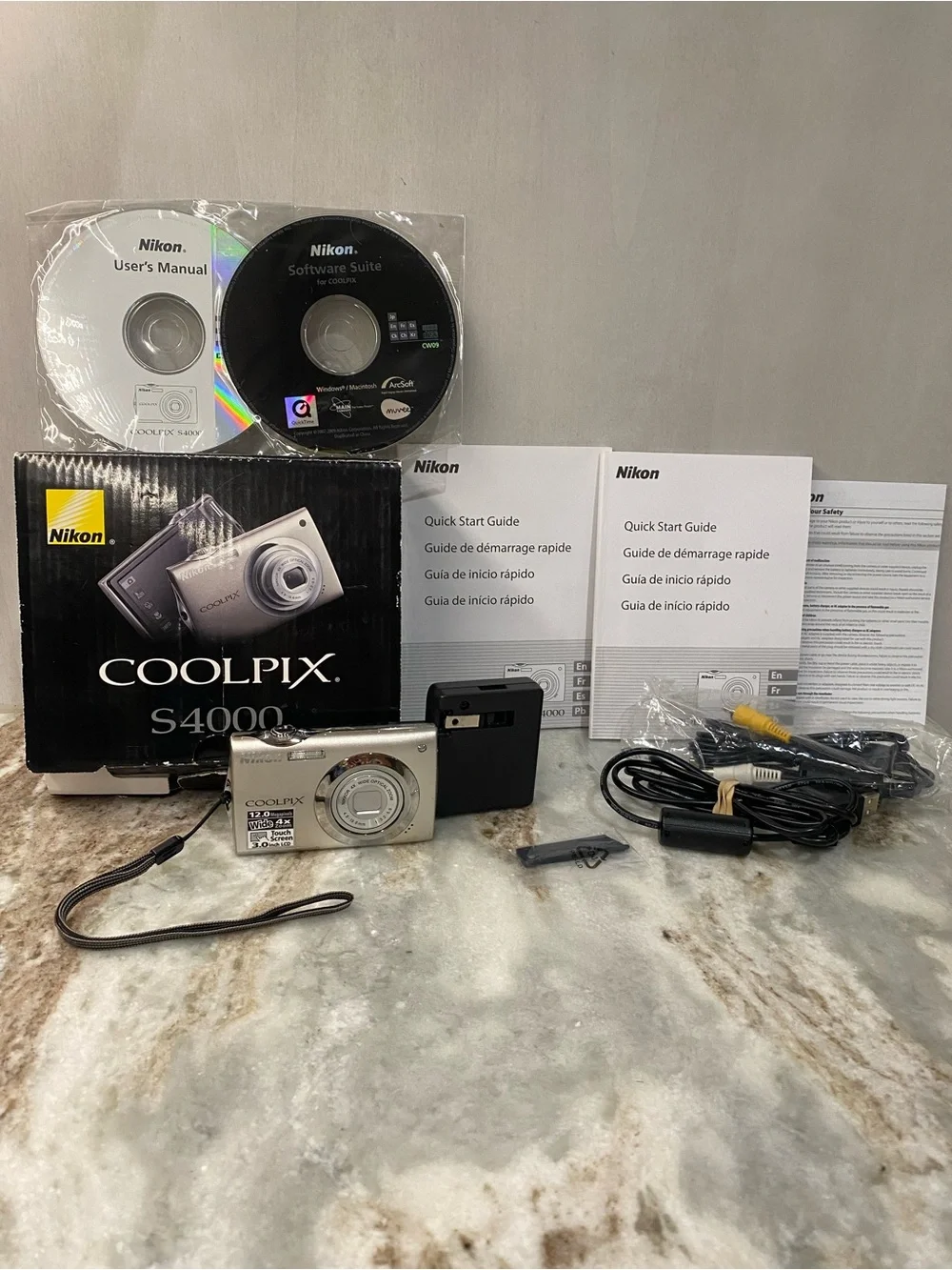 Nikon Coolpix S4000 12MP Silver VTG CCD Touch Screen Camera Box Bundle Tested